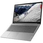 Lenovo Ideapad Slim 1 laptop with silver body and high-resolution screen showing snowy mountain scene
