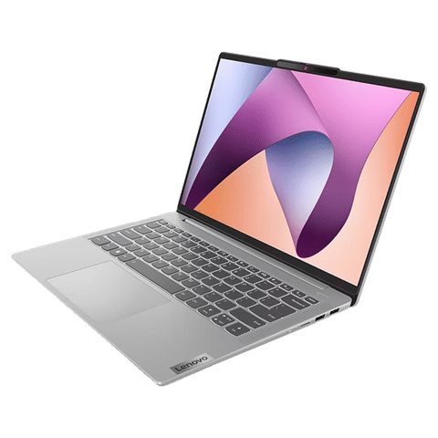 Lenovo Ideapad Slim 3i laptop with silver finish and colorful abstract screen background