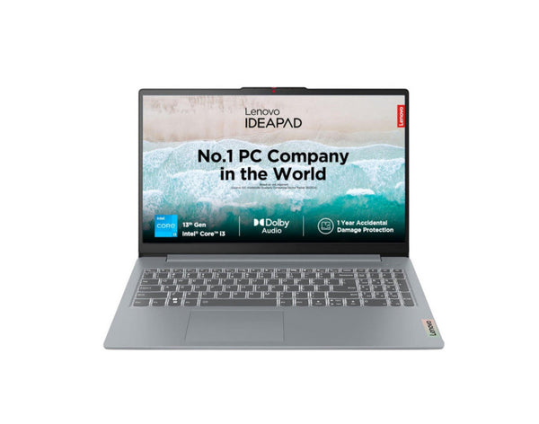 Lenovo Ideapad Slim 3i laptop with 13th Gen Intel Core i3, Dolby Audio, and silver finish
