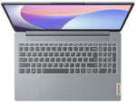 Top view of Lenovo Ideapad Slim 3i laptop showing keyboard and screen with thin bezel