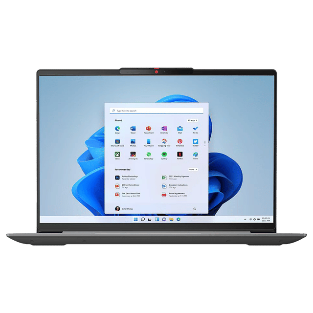 Lenovo Ideapad Slim 5i laptop with slim bezel display showing Windows 11 home screen