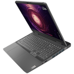 Lenovo LOQ Gaming laptop with sleek design, backlit keyboard, and vibrant screen showing cosmic visual