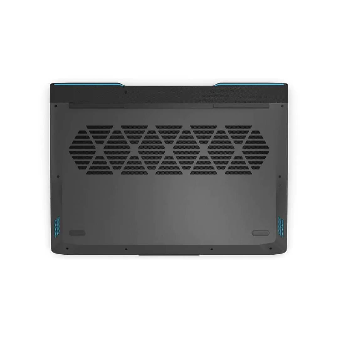 Bottom view of Lenovo LOQ gaming laptop showing ventilation grills and cooling vents