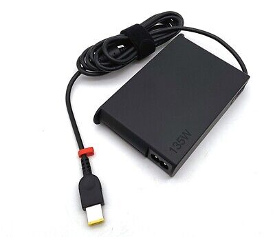 Lenovo Slim 135W AC Adapter with compact black design and yellow-tipped charging connector