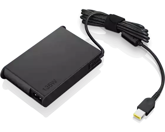 Lenovo Slim 135W AC Adapter with compact black design and attached power cable