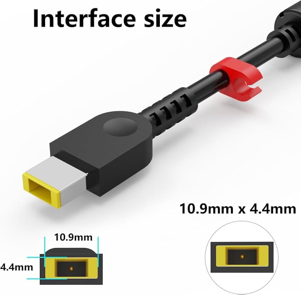 Lenovo Slim 170W AC Adapter showing black connector with yellow tip and interface size 10.9 mm by 4.4 mm