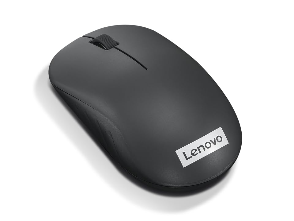 Lenovo Wireless Mouse 130 black ergonomic design with scroll wheel and smooth matte finish
