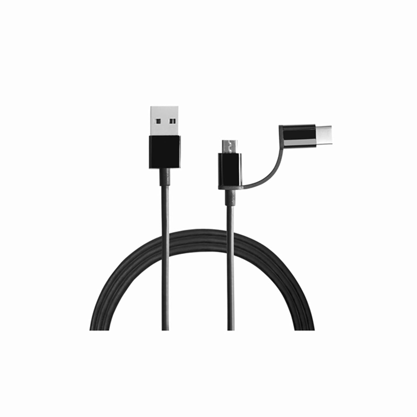 Redmi Mi 2-in-1 USB Type A to Type C cable with durable black design and dual connector functionality