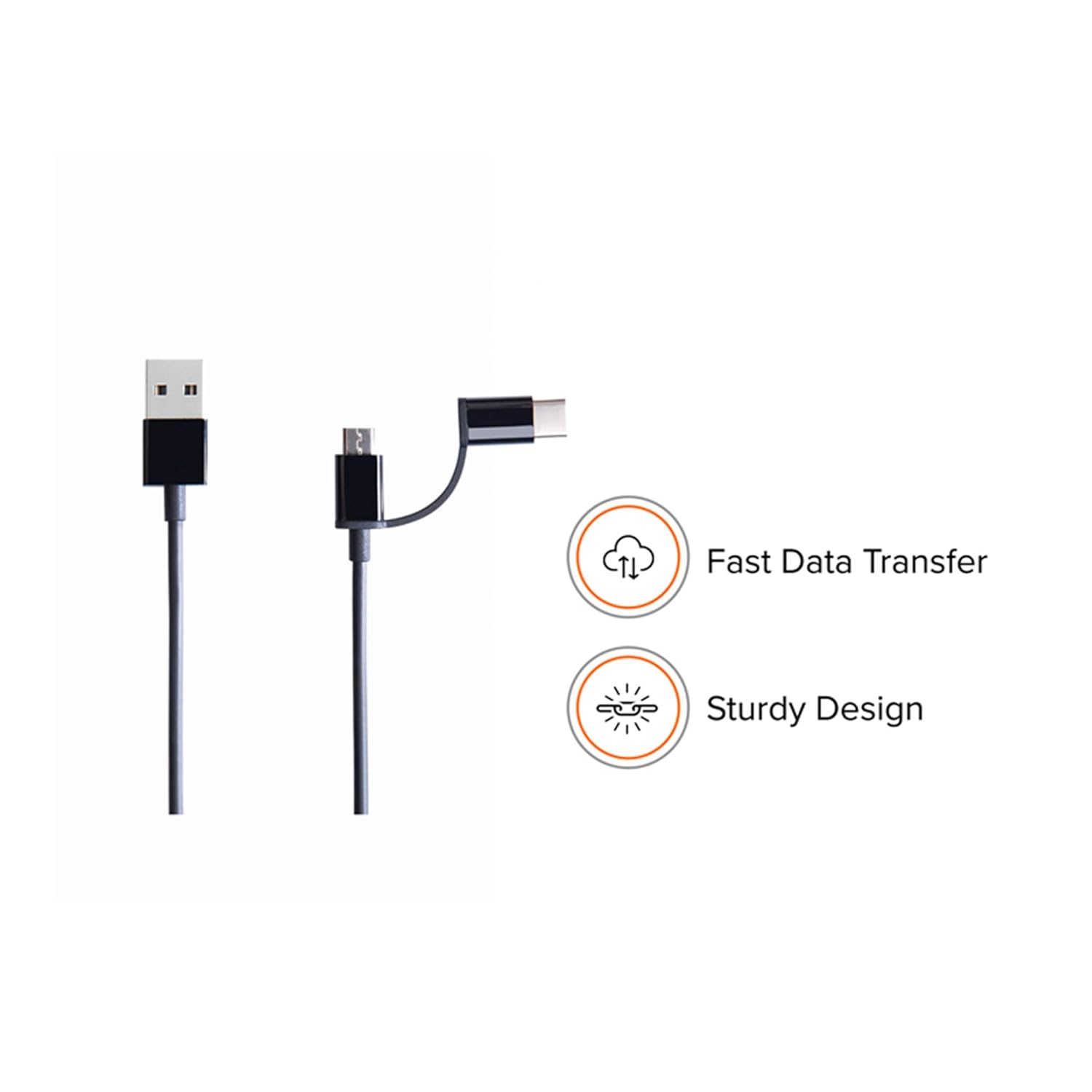 Redmi Mi 2-in-1 USB Type A to Type C cable with fast data transfer and sturdy design