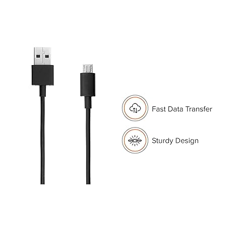 MI USB to Micro USB cable by Redmi with fast data transfer and sturdy design in black color
