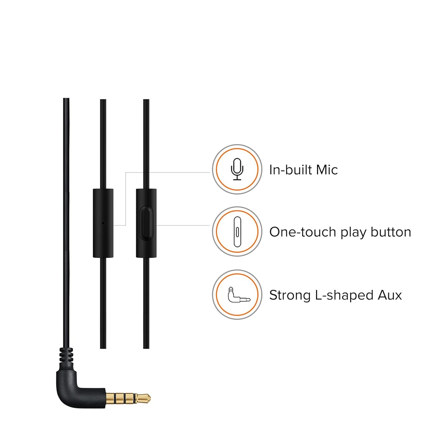 Redmi Mi wired earphones blue with in-built mic one-touch play button and strong L-shaped aux cable