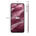 Redmi 13 5G smartphone front and side view with pink decorative screen and thin bezel design