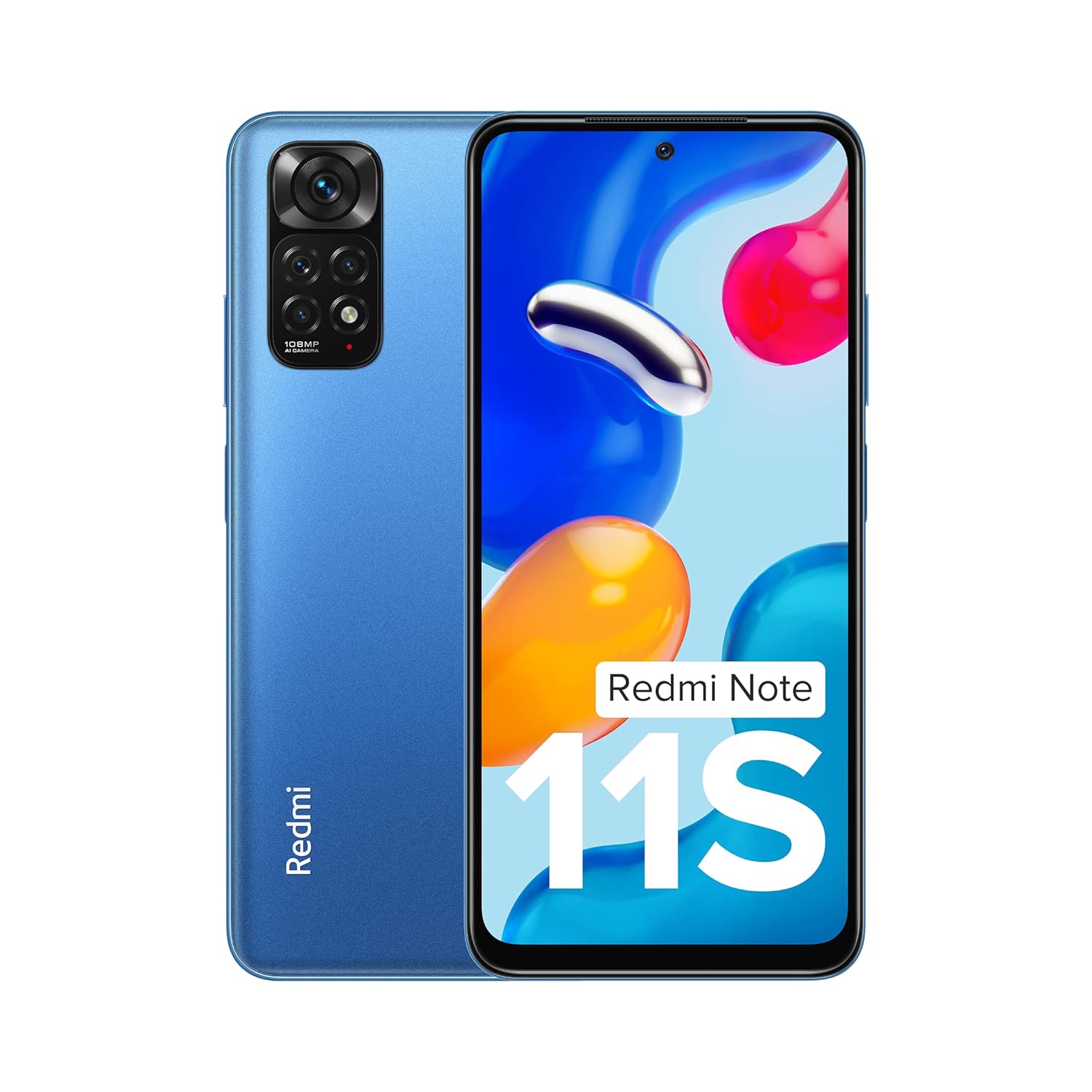 Redmi Note 11S 6GB 128GB blue smartphone showing front display and rear camera design