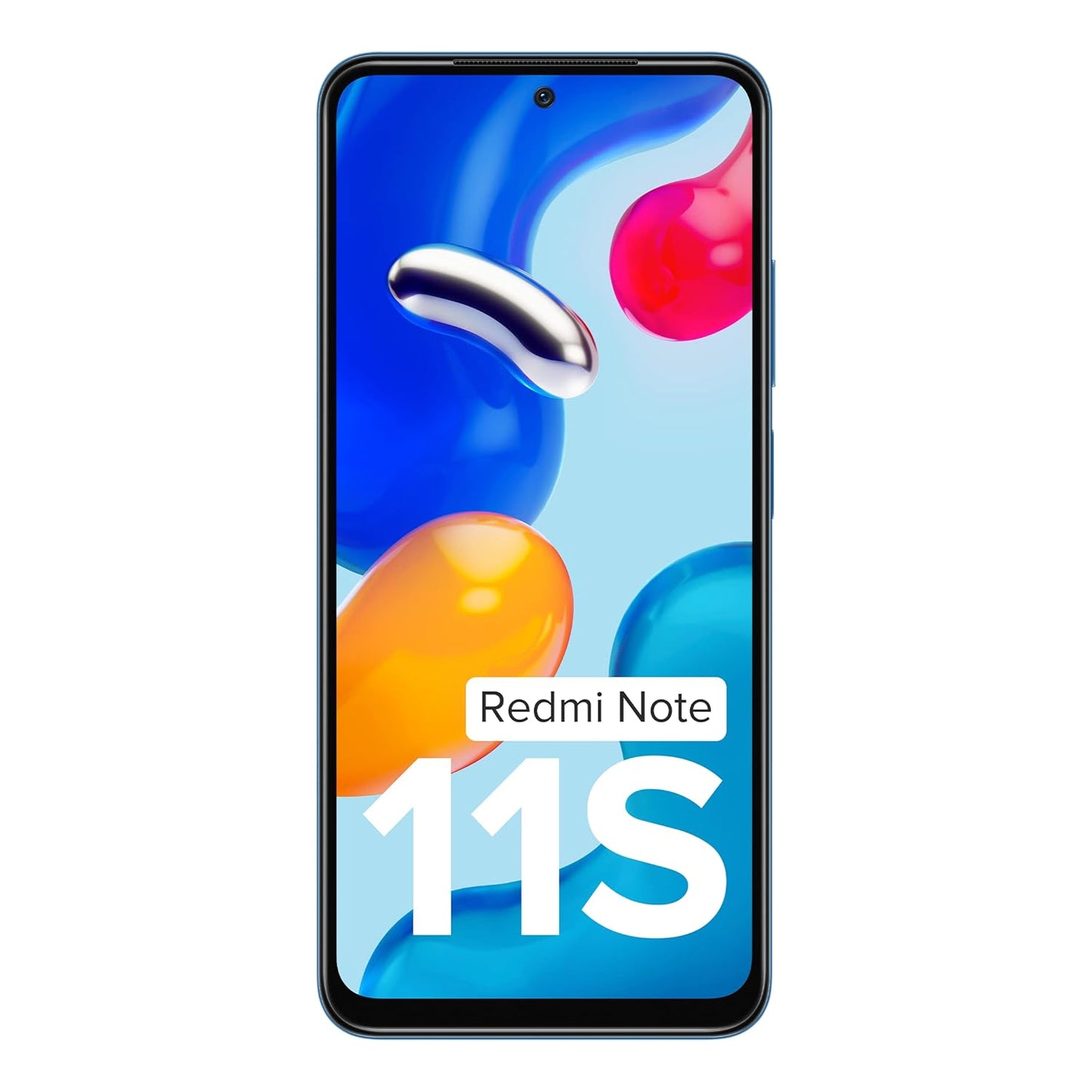Redmi Note 11S 6GB 128GB smartphone front view with colorful display and punch-hole camera