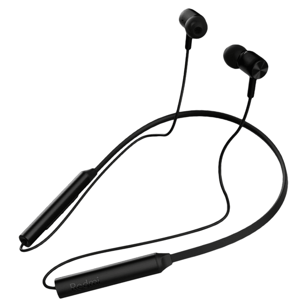 Redmi Sonic Bass 2 neckband wireless earphones in black with in-ear buds and flexible neck design