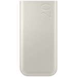 White Samsung 10000mAh power bank with sleek rounded edges and minimalist design