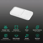 Samsung 2-in-1 wireless charger with dual charging pads and fast charging feature in white