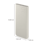 SAMSUNG 20000mAh power bank in white with slim rectangular design and embossed 10 on front