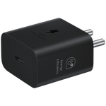 Black Samsung 25W Type C charger with fast charging and energy efficiency for Samsung devices