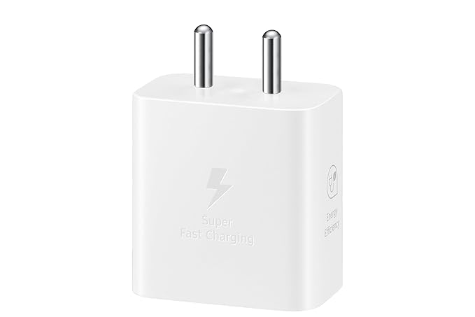 Samsung 25W USB C charger white fast charging wall adapter with two round pins