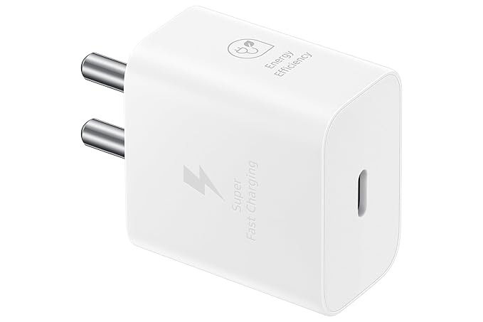 Samsung 25W USB C charger white compact fast charging adapter with energy efficiency