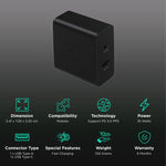Black Samsung 35W USB C charger with fast charging and USB Type-A and Type-C ports