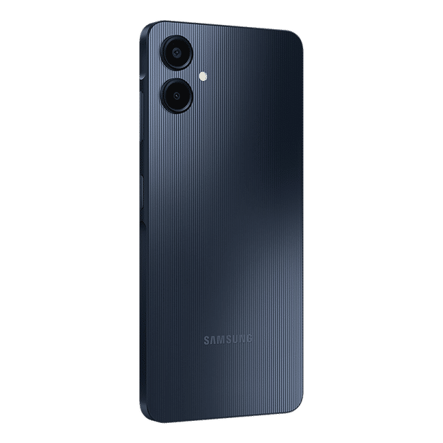Samsung Galaxy A06 4GB 128GB Gold smartphone back view with dual cameras and textured finish