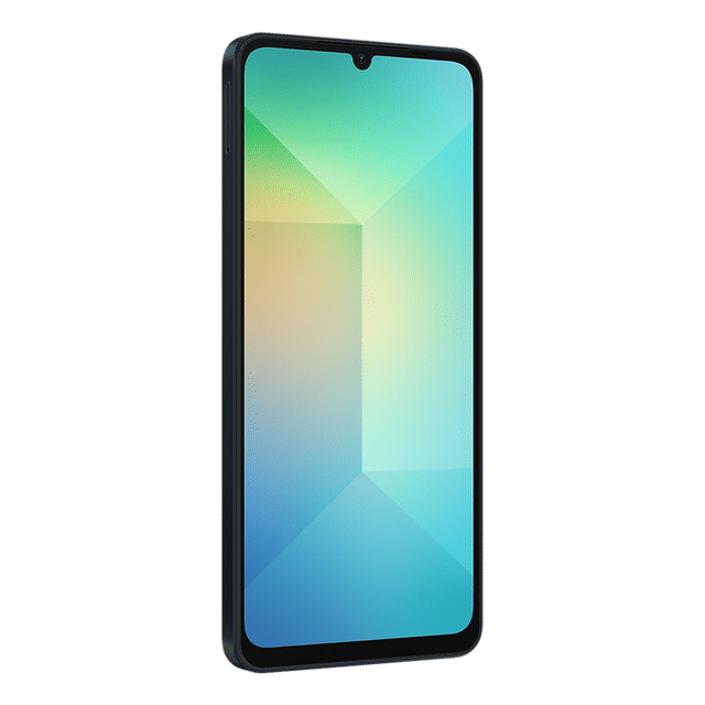 Samsung Galaxy A06 4GB 128GB Gold smartphone displaying a colorful geometric wallpaper