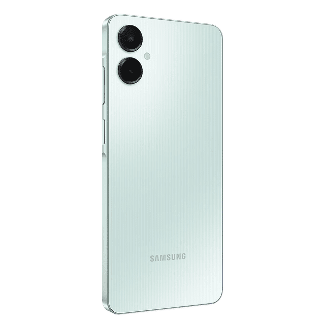 Samsung Galaxy A06 4GB 128GB Gold smartphone back view with dual camera and sleek design