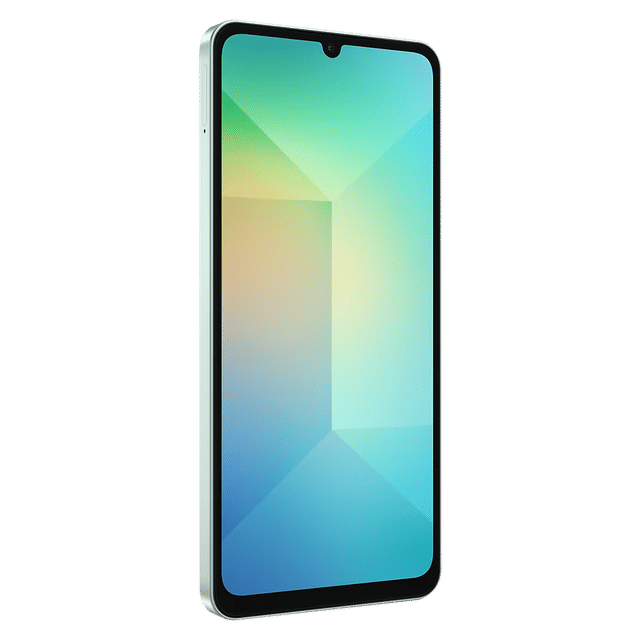 Samsung Galaxy A06 4GB 128GB Gold smartphone front view with slim bezels and waterdrop notch display