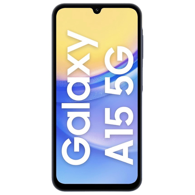 Samsung Galaxy A15 5G unlocked smartphone with large display and waterdrop notch front camera