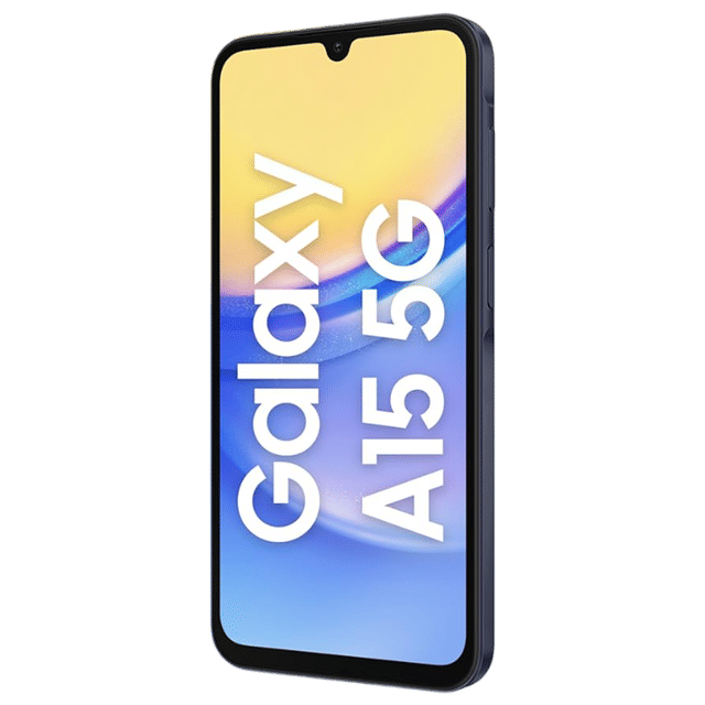 Samsung Galaxy A15 5G unlocked smartphone with large display and waterdrop notch