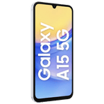 Samsung Galaxy A15 5G unlocked smartphone front view with screen displaying product name