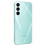 Samsung Galaxy A16 5G smartphone in light blue with triple rear cameras and sleek design