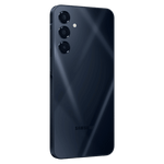 Samsung Galaxy A16 5G smartphone in black showing rear triple camera setup and sleek design
