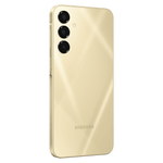 Samsung Galaxy A16 5G smartphone in gold color showing rear triple camera design