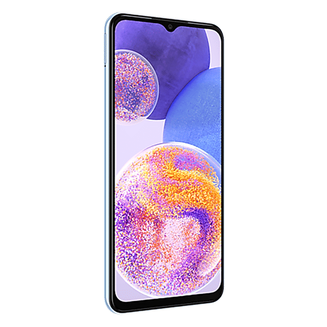 Samsung Galaxy A23 5G unlocked smartphone with large vibrant display and sleek black frame