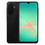 Samsung Galaxy A26 5G unlocked smartphone in black showing front screen and rear triple camera