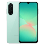 Samsung Galaxy A26 5G unlocked mint green smartphone showing front and back with triple rear cameras