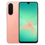 Samsung Galaxy A26 5G unlocked smartphone in pink showing front display and triple rear cameras