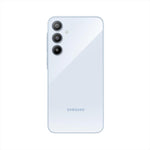 Samsung Galaxy A35 5G phone in white with triple rear cameras and sleek design
