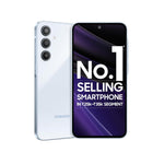 Samsung Galaxy A35 5G smartphone in white with triple rear cameras and front display