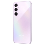Samsung Galaxy A35 5G phone in pearl white with triple rear cameras and sleek design