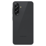 Samsung Galaxy A36 5G smartphone in black showing the rear triple camera setup and sleek design