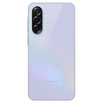 Back view of Samsung Galaxy A36 5G phone in light purple with triple camera setup