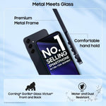 Samsung Galaxy A55 5G phone with premium metal frame and Corning Gorilla Glass for water and dust resistance
