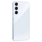 Samsung Galaxy A55 5G white smartphone showing rear triple camera lenses and sleek design