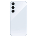 White Samsung Galaxy A55 5G smartphone showing the back with triple camera setup