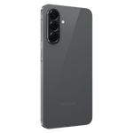 Samsung Galaxy A56 5G smartphone in black showing triple rear cameras and sleek design
