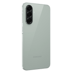 Samsung Galaxy A56 5G phone in silver showing rear triple camera setup and sleek design